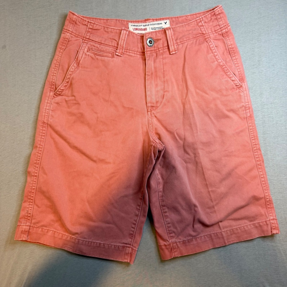 American Eagle Outfitters Longboard Chino Shorts Mens 28 Coral Pink Cotton Twill